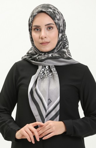 Écharpe en Cachemire Dubai à Motifs 70237-01 Gris Noir 70237-01