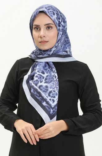 Gemustertes Dubai Kaschmirkopftuch 70237-02 Babyblau-Indigo 70237-02