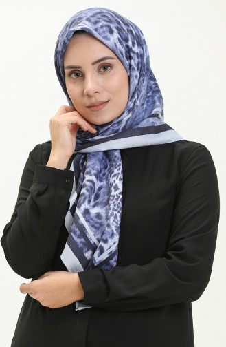 Gemustertes Dubai Kaschmirkopftuch 70237-02 Babyblau-Indigo 70237-02