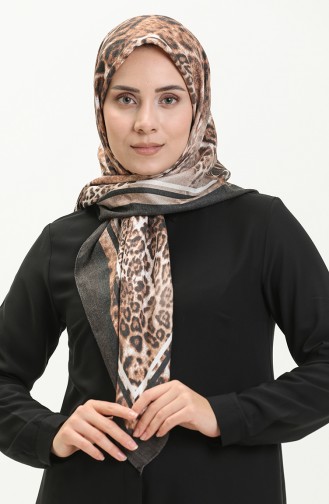 Gemustertes Dubai Kaschmirkopftuch 70237-05 Rauchgrau-Senffarben 70237-05