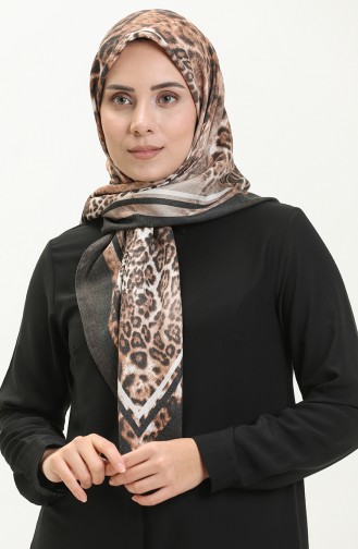 Gemustertes Dubai Kaschmirkopftuch 70237-05 Rauchgrau-Senffarben 70237-05