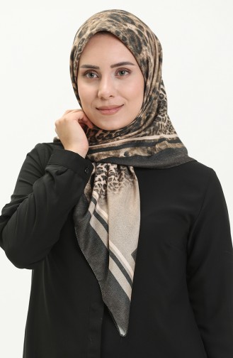 Écharpe en Cachemire Dubai à Motifs 70237-07 Khaki 70237-07