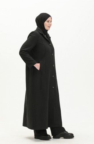 Manteau Cachet Boutonné Grande Taille 0176-01 Noir 0176-01