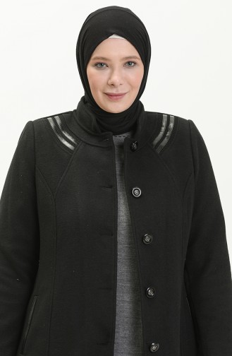 Manteau Cachet Boutonné Grande Taille 0417-01 Noir 0417-01