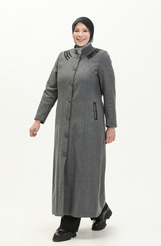 Manteau Cachet Boutonné Grande Taille 0417-02 Gris 0417-02