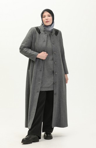 Manteau Cachet Boutonné Grande Taille 0417-02 Gris 0417-02