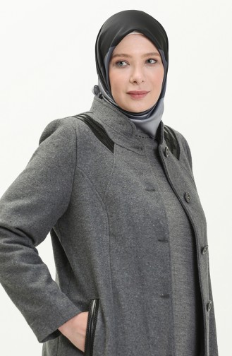 Manteau Cachet Boutonné Grande Taille 0417-02 Gris 0417-02