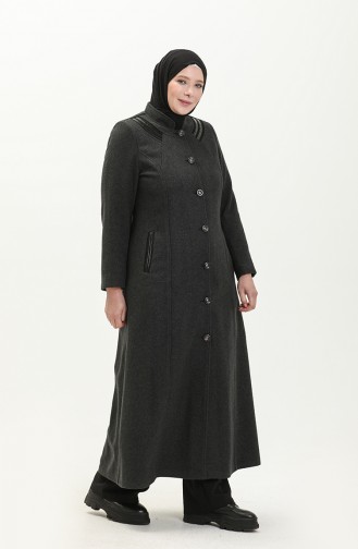 Manteau Cachet Boutonné Grande Taille 0417-03 Fumé 0417-03