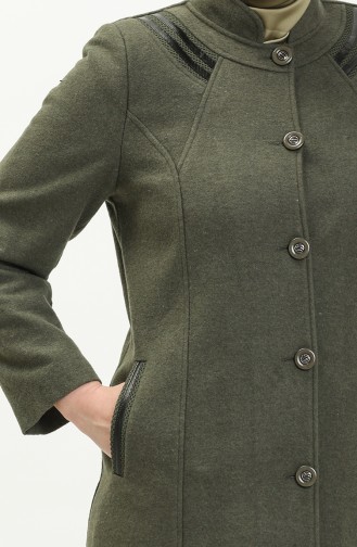 Manteau Cachet Boutonné Grande Taille 0417-05 Vert Khaki 0417-05