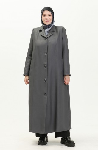 Große Größe längelang-geknöpfter Covercoat mit Futter 0422-02 Grau 0422-02