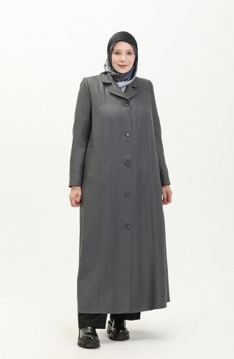 Pardessus Avec Doublure Boutonné Grande Taille 0422-02 Gris 0422-02