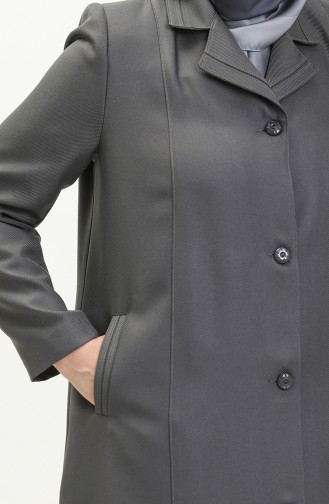 Plus Size Buttoned Lined Topcoat 0422-02 Gray 0422-02