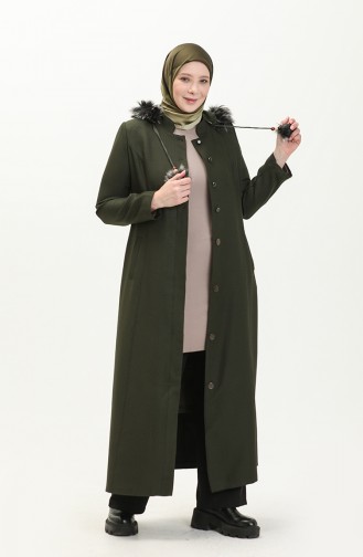 Plus Size Hooded Topcoat 0461-01 Khaki 0461-01