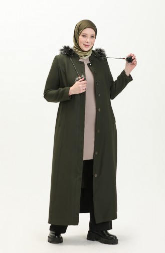 Pardessus à Capuche Grande Taille 0461-01 Khaki 0461-01