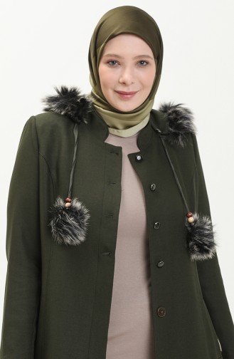 Pardessus à Capuche Grande Taille 0461-01 Khaki 0461-01