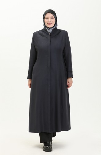 Plus Size Pocket Overcoat 0470-03 Navy Blue 0470-03