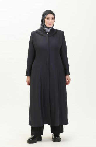 Plus Size Pocket Overcoat 0470-03 Navy Blue 0470-03