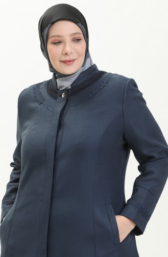 Große Größe Covercoat mit Masche und Taschendetail 0470-05 Indigo 0470-05