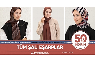 Tüm Şal ve Eşarplar %50 İndirim