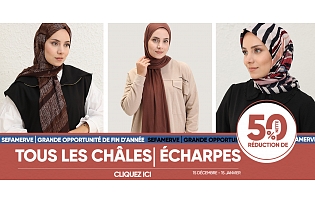 50% de Réduction sur Tous les Châles & Écharpes