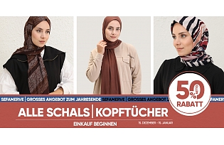 50% Rabatt auf alle Schals & Kopftücher