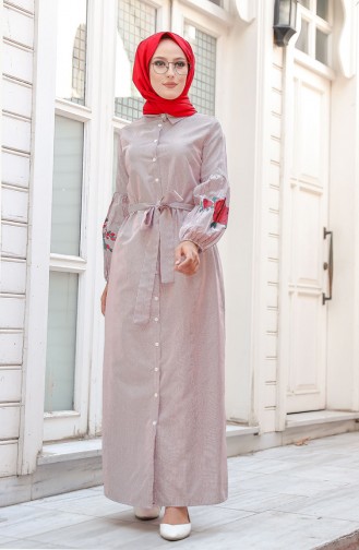 Claret Red Hijab Dress 3017-02