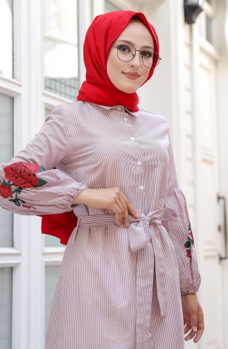 Weinrot Hijab Kleider 3017-02