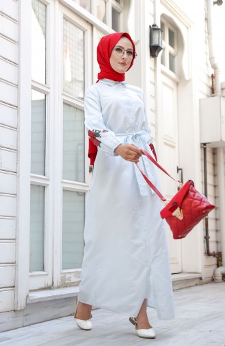 Eisblau Hijab Kleider 3017-08