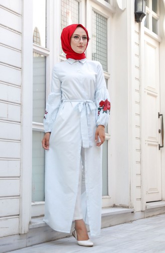 Eisblau Hijab Kleider 3017-08