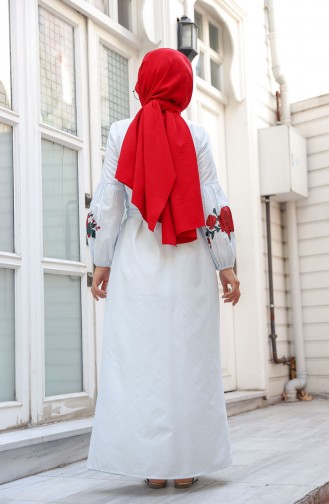 Eisblau Hijab Kleider 3017-08