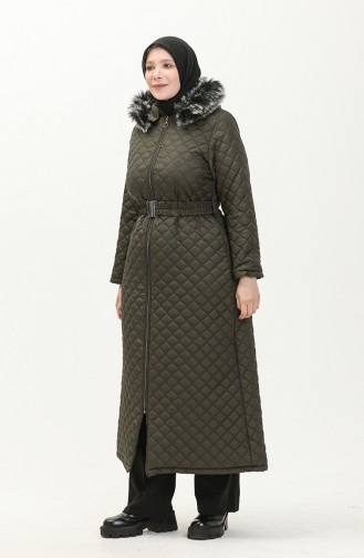 Plus Size Quilted Coat  5158-02 Khaki 5158-02