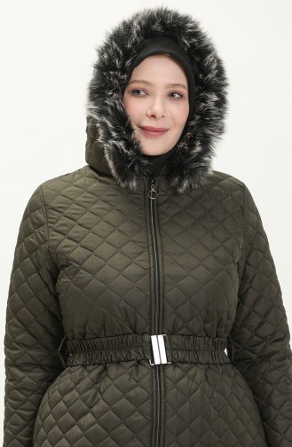 Plus Size Quilted Coat  5158-02 Khaki 5158-02