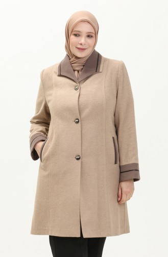 Manteau Cachet Boutonné Grande Taille 0328-04 Vison 0328-04