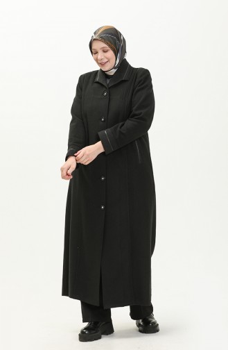 Manteau Cachet Boutonné Grande Taille 0329-01 Noir 0329-01