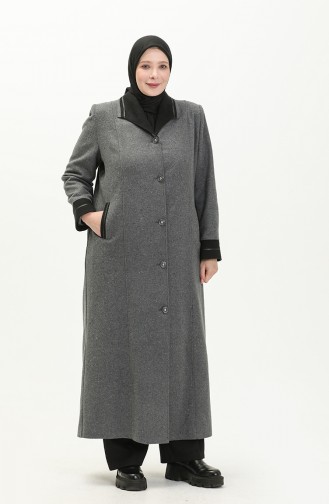 Manteau Cachet Boutonné Grande Taille 0329-02 Gris 0329-02