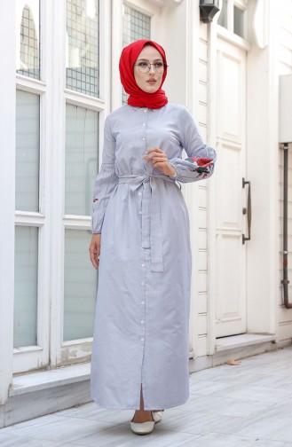 Blau Hijab Kleider 3017-04