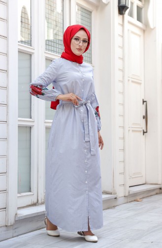 Blue Hijab Dress 3017-04