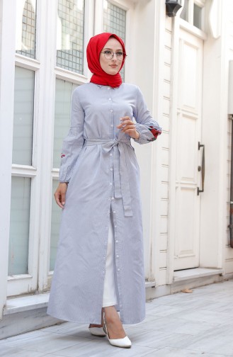 Blau Hijab Kleider 3017-04