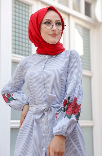 Blue Hijab Dress 3017-04
