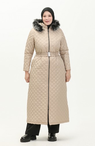 Plus Size Quilted Coat 5158-01 Beige 5158-01