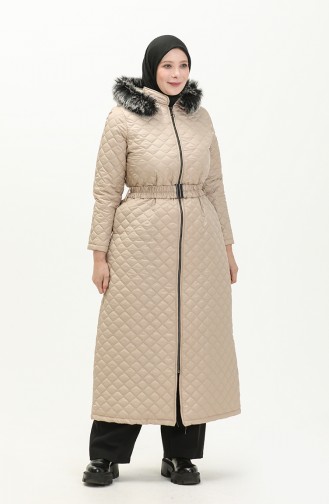 Große Größe gesteppter Coat mit Gürtel 5158-01 Beige 5158-01