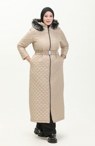 Plus Size Quilted Coat 5158-01 Beige 5158-01