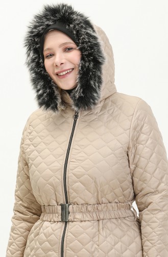 Große Größe gesteppter Coat mit Gürtel 5158-01 Beige 5158-01