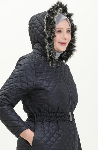 Plus Size Quilted Coat 5158-03 Navy Blue 5158-03