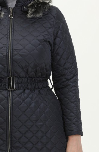 Plus Size Quilted Coat 5158-03 Navy Blue 5158-03