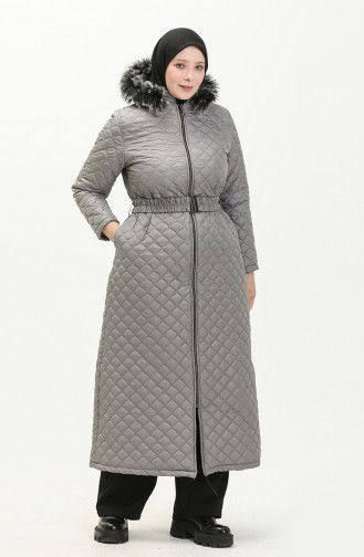 Plus Size Quilted Coat 5158-05 Gray 5158-05
