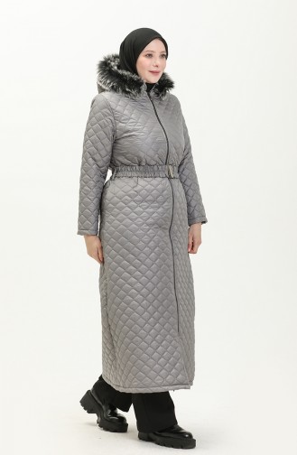 Plus Size Quilted Coat 5158-05 Gray 5158-05