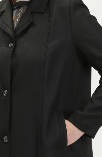 Plus Size Buttoned Lined Topcoat 0422-01 Black 0422-01
