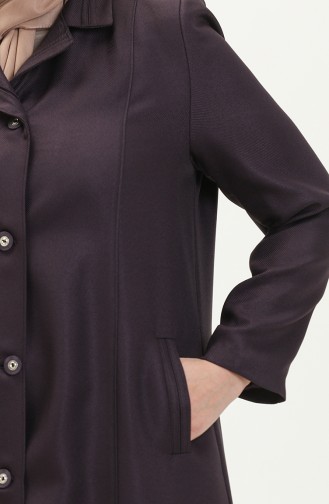 Plus Size Buttoned Lined Topcoat 0422-04 Plum 0422-04