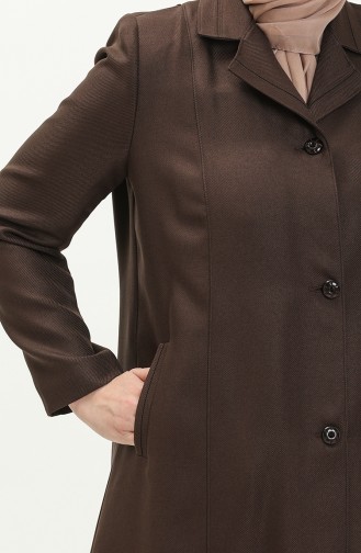 Plus Size Buttoned Lined Topcoat 0422-05 Brown 0422-05